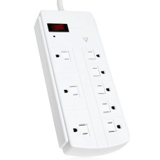 V7 8-Outlet Home/Office Surge Protector, 1800 Joules - White